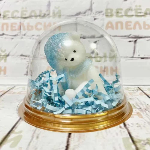 Мыло Ручной работы Тедди в шапке и шарфе (коробка-купол)