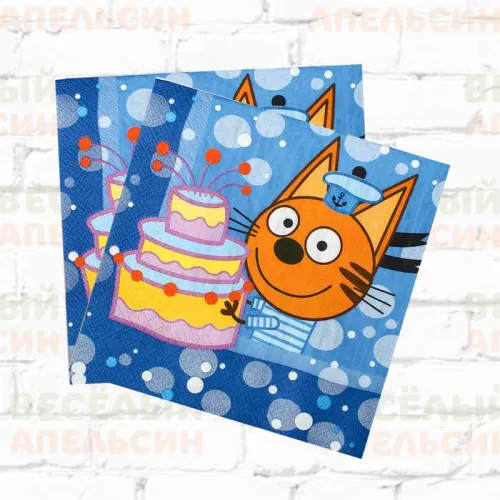 Салфетки Три кота синий (12 шт) ДБ6014902