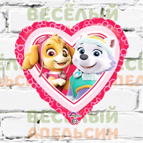 Шар с гелием Щенячий патруль Сердце